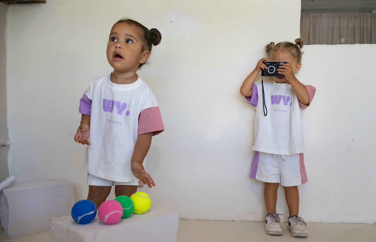 WY. Tshirt & Shorts Pink & Purple Set