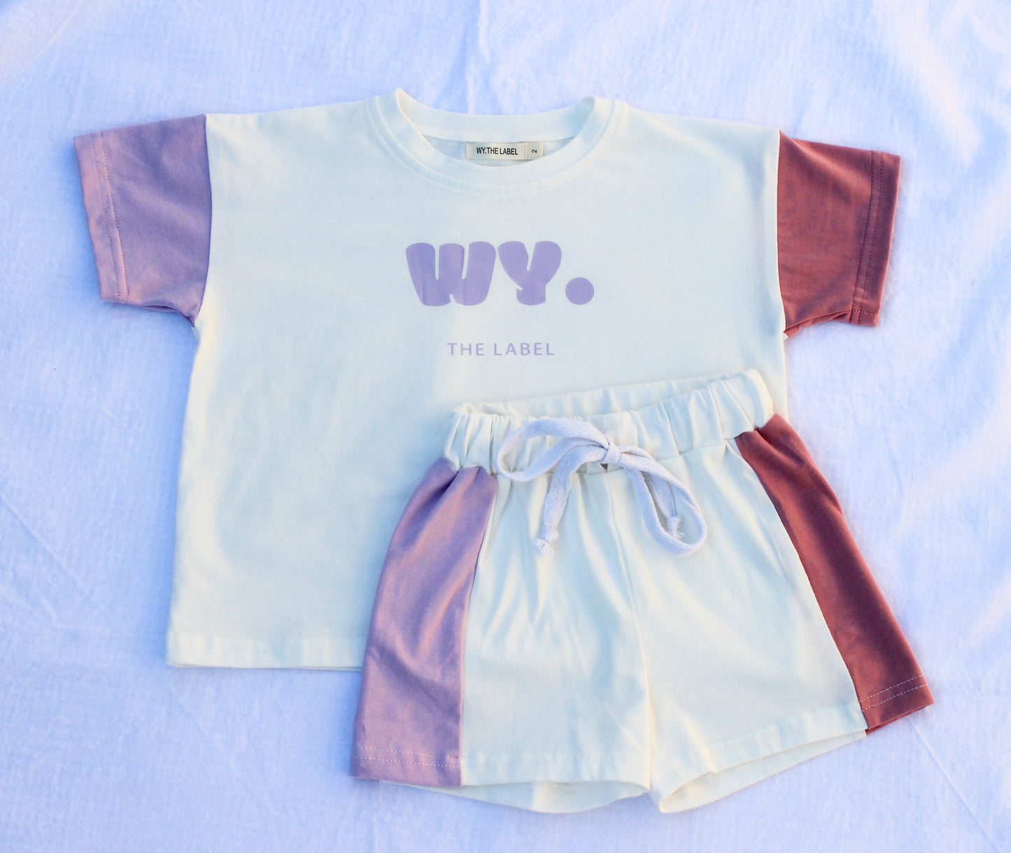 WY. Tshirt & Shorts Pink & Purple Set