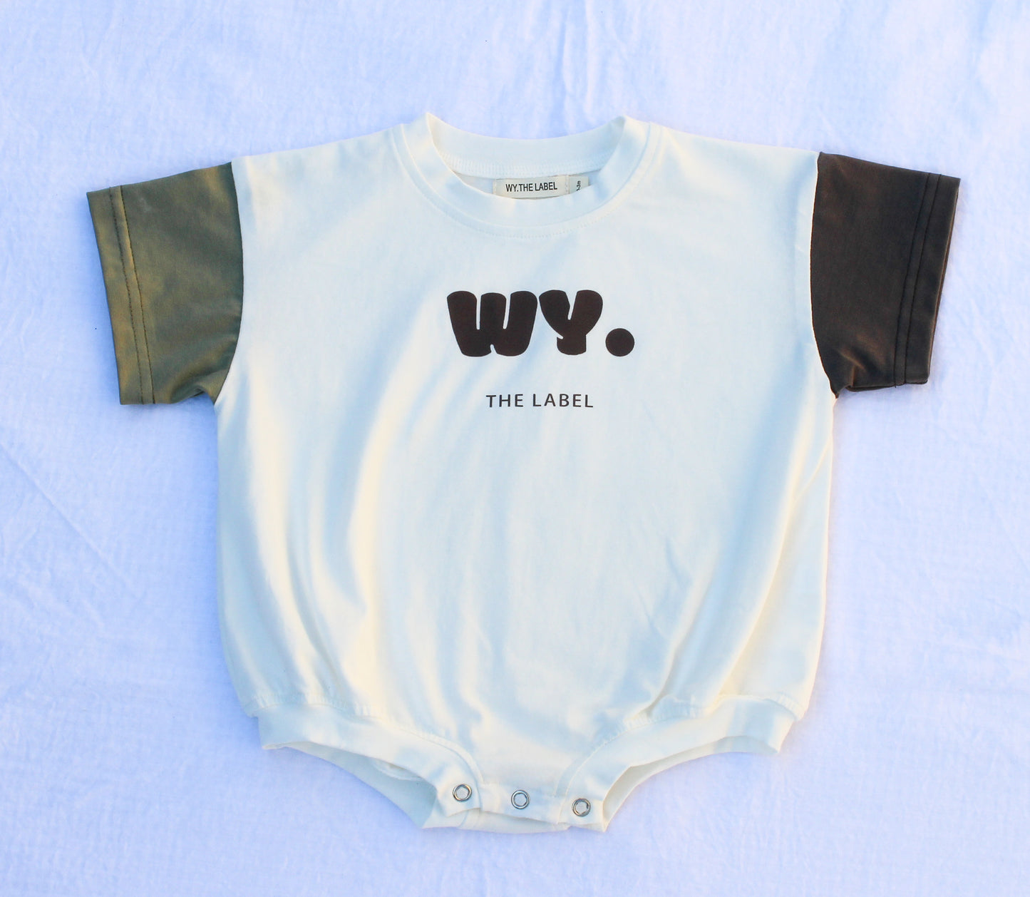 WY. Tshirt Romper Khaki & Charcoal